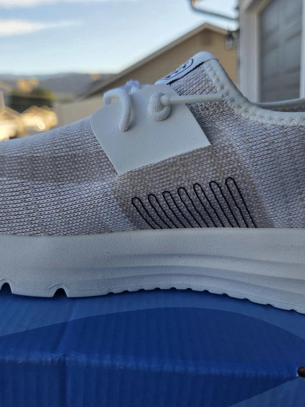 Light Beige Knit Sirocco Slip-On Hey DUDE with White Sole